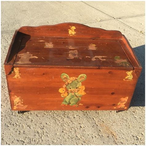 vintage wooden toy box